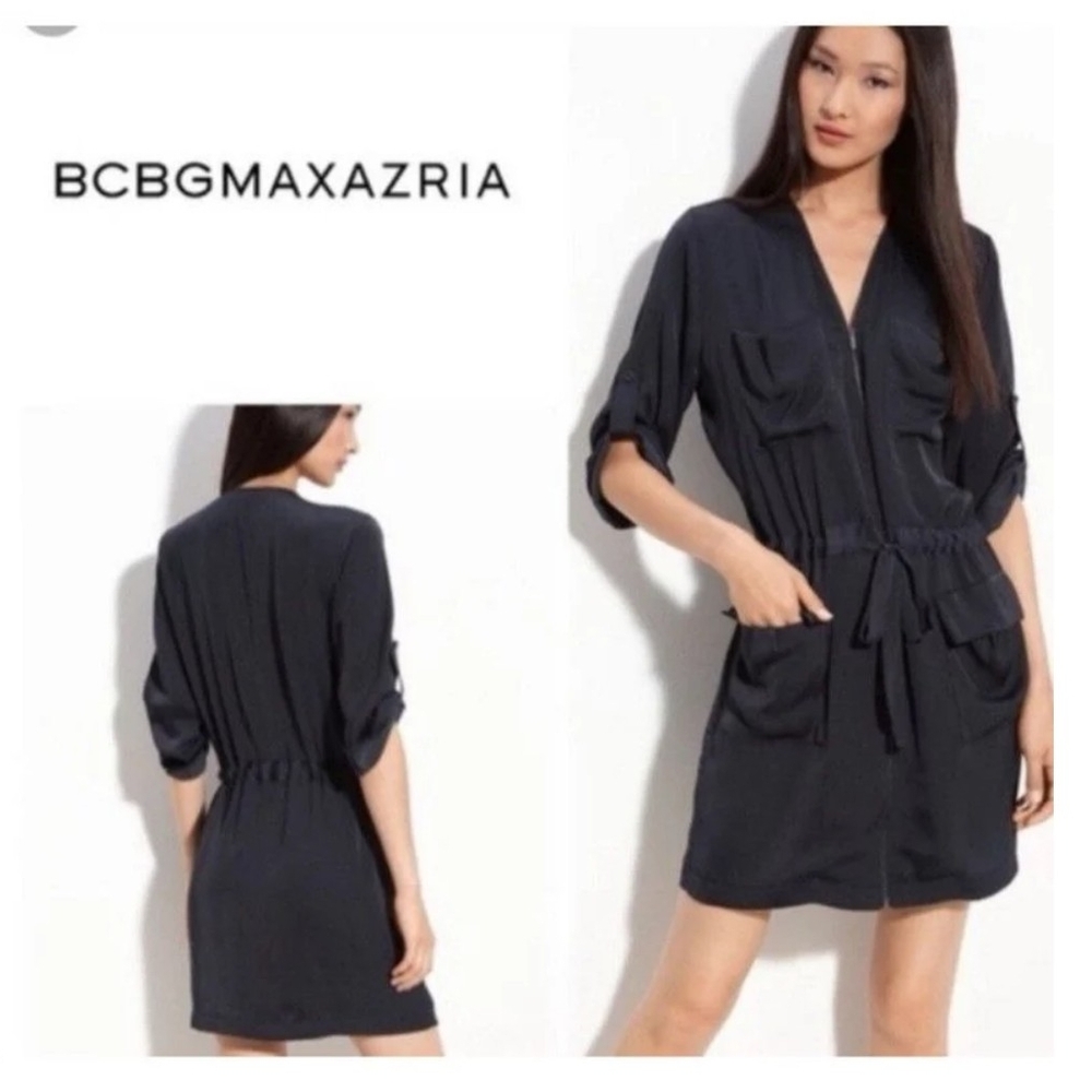 BCBGMAXAZRIA Klee Navy Blue Zippered Dress Size XXS